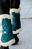 Kentucky Ochraniacze Bamboo Vegan Sheepskin Tendon Boots Elastic Velvet na przednie nogi - ciemna zieleń