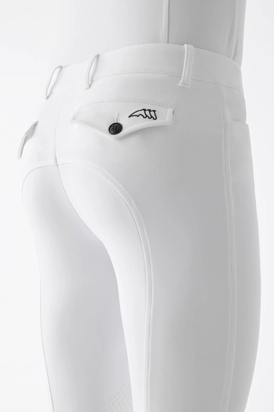Męskie bryczesy Equiline Albertk lej kolanowy X-Grip - białe