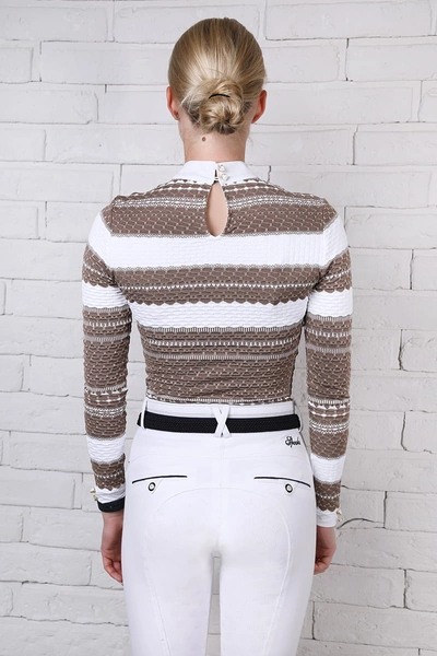 Koszula konkursowa Fleur de Lys Equestrian Chamomile - kawowa