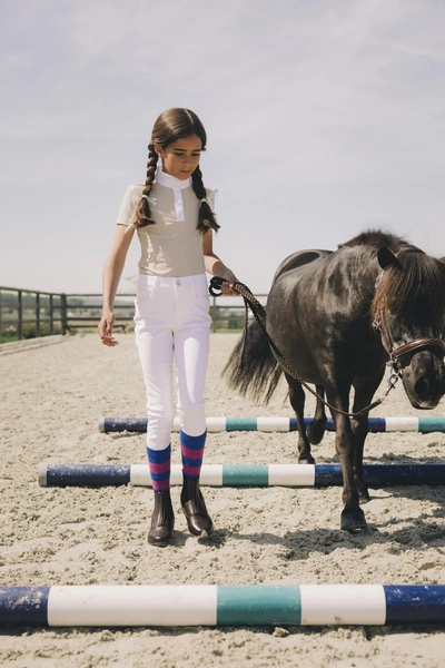 Dziewczęce bryczesy z lejem kolanowym Kentucky Miami City - białe