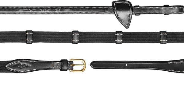 Parciane wodze z 9 stoperami 5/8" Dy'on D Collection - czarne