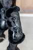 Kentucky Bamboo Vegan Sheepskin Tendon Boots Elastic na przednie nogi - czarne z czarnym futerkiem