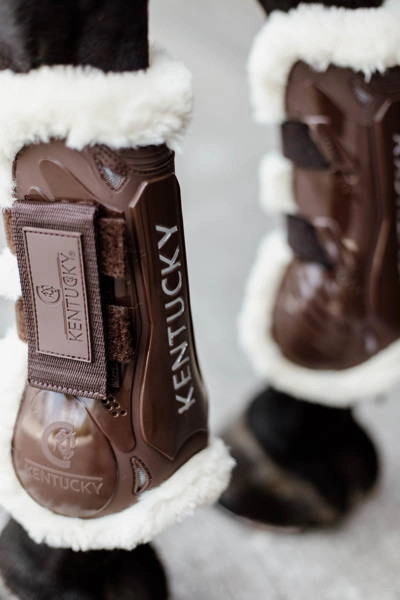 Kentucky ochraniacze Vegan Sheepskin Tendon Velcro - brązowe