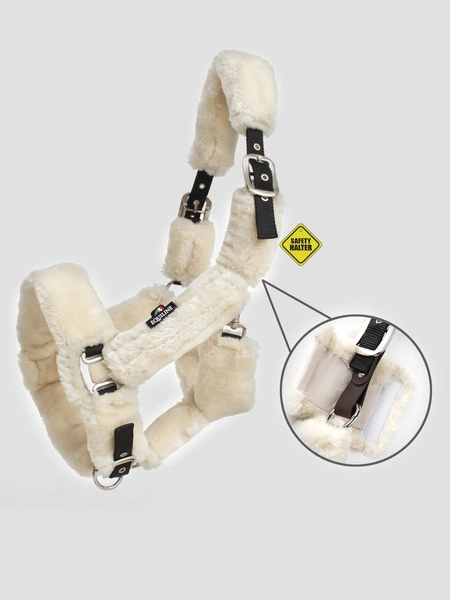 Bezpieczny kantar z futrem Equiline Terris - granatowy