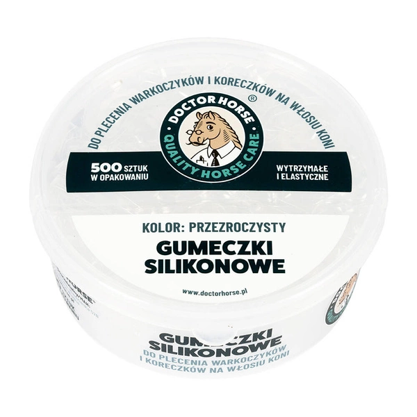 Mocne silikonowe gumki do grzywy Doctor Horse 500szt. - przezroczyste