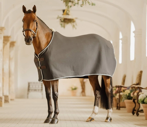 Derka wełniana Kentucky Fleece Rug Show Vegan Wool - szara