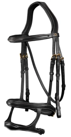 Ogłowie Dy'on z podwójnym nachrapnikiem D Collection - czarne