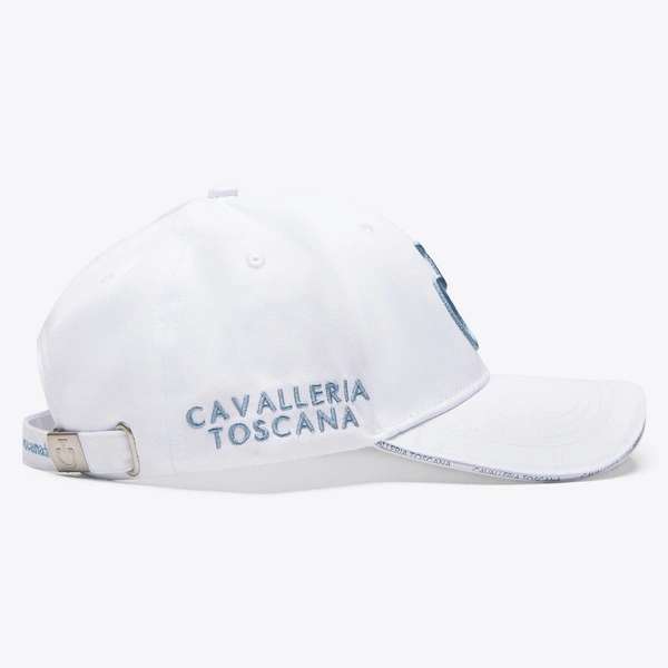 Czapka z daszkiem Cavalleria Toscana CPU006 - biała z błękitnym logo