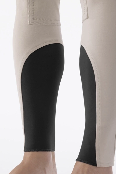 Męskie bryczesy Equiline Grafton z materiałowym lejem kolanowym - beżowe