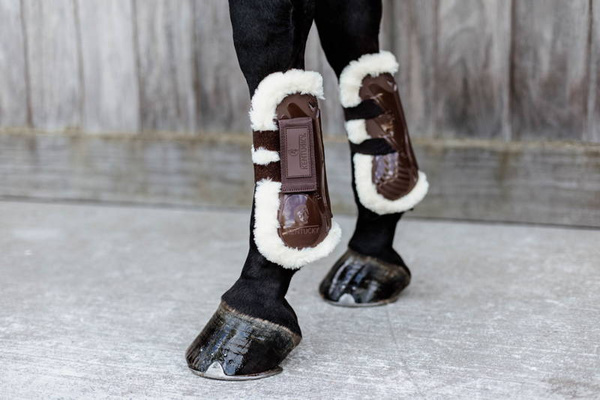 Kentucky ochraniacze Vegan Sheepskin Tendon Velcro - brązowe