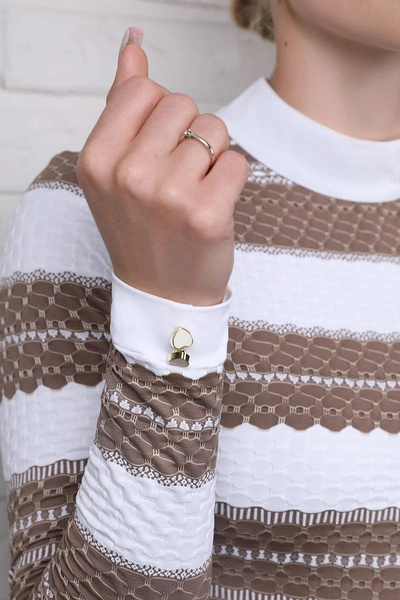 Koszula konkursowa Fleur de Lys Equestrian Chamomile - kawowa