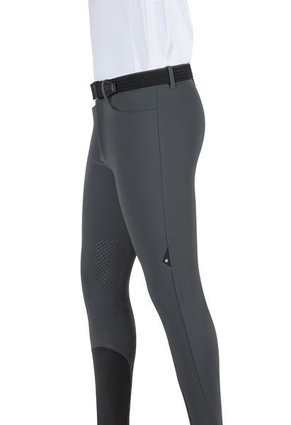 Męskie bryczesy Equiline Grantk z silikonowym lejem kolanowym X-Grip - szare
