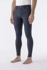 Męskie bryczesy Equiline Grafton z materiałowym lejem kolanowym - granatowe