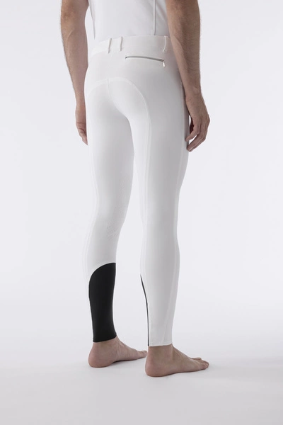 Męskie bryczesy Equiline Willow lej kolanowy X-Grip - białe