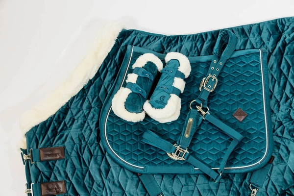 Kentucky Ochraniacze Bamboo Vegan Sheepskin Tendon Boots Elastic Velvet na przednie nogi - szmaragdowe