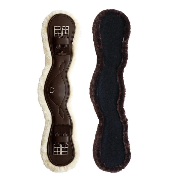 Kentucky anatomiczny ujeżdżeniowy popręg z futrem - brązowy