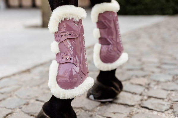  Kentucky Bamboo Vegan Sheepskin Tendon Boots Elastic na przednie nogi - różowe