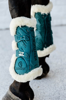 Kentucky Ochraniacze Bamboo Vegan Sheepskin Tendon Boots Elastic Velvet na przednie nogi - szmaragdowe