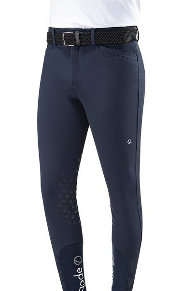 Męskie bryczesy Eqode by Equiline Davis z kolanowym lejem Q-Grip - granatowe