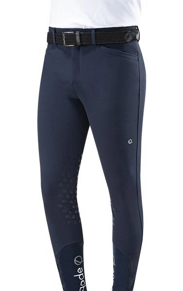 Męskie bryczesy Eqode by Equiline Davis z kolanowym lejem Q-Grip - granatowe