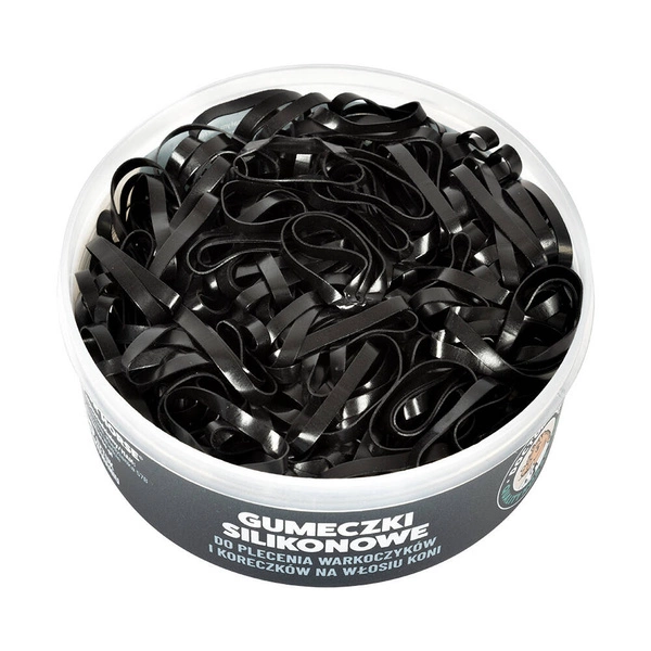 Mocne silikonowe gumki do grzywy Doctor Horse 500szt. - czarne