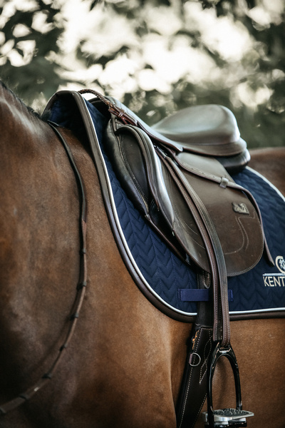 Kentucky czaprak Leather Fishbone - granatowy