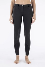 Damskie bryczesy Equiline Ash z kolanowym lejem X-Grip - czarne