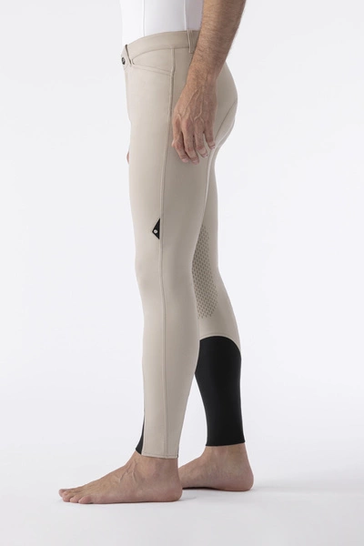 Męskie bryczesy Equiline Willow lej kolanowy X-Grip - beżowe