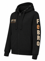 Bluza #FebroTeam z haftem na rękawie - czarna z beżowymii detalami