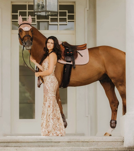 Kentucky nauszniki Wellington 3D Logo Rope - old rose