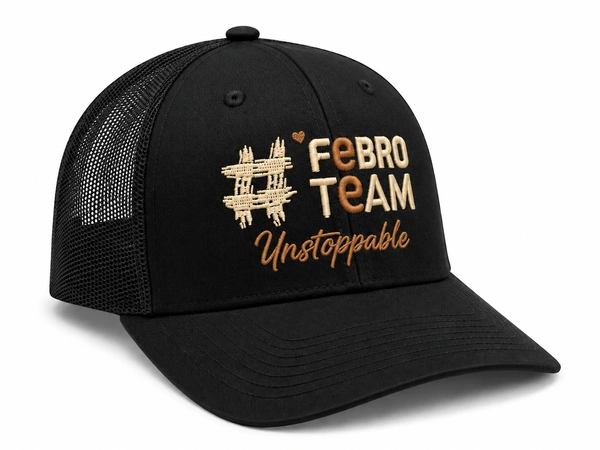 Czapka z daszkiem #FebroTeam Tracker - czarna z beżowymi detalami