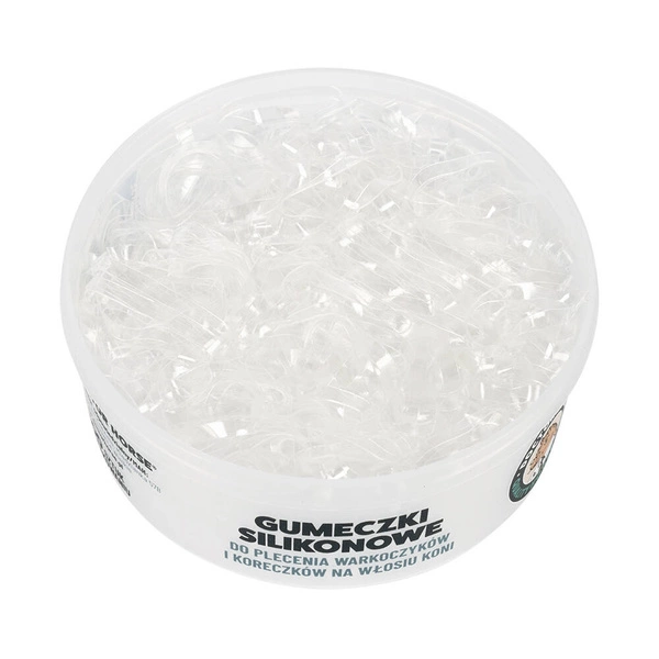 Mocne silikonowe gumki do grzywy Doctor Horse 500szt. - przezroczyste