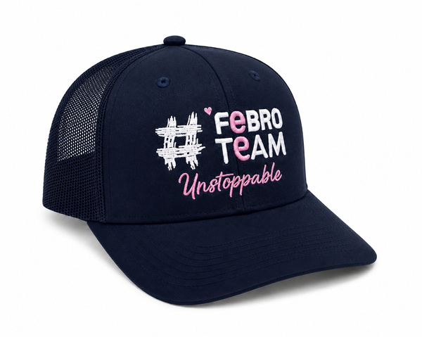 Czapka z daszkiem #FebroTeam Tracker - granatowa z różowymi detalami
