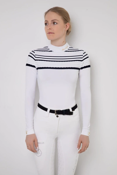 Koszula konkursowa Fleur de Lys Equestrian Moonflower - biała