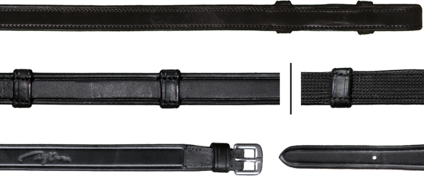 Parciane wodze 5/8" Dy'on Dressage z 7 stoperami - czarne