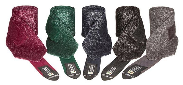 Komplet brokatowych bandaży Equiline Glitter - granatowe