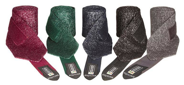 Komplet brokatowych bandaży Equiline Glitter - zielone