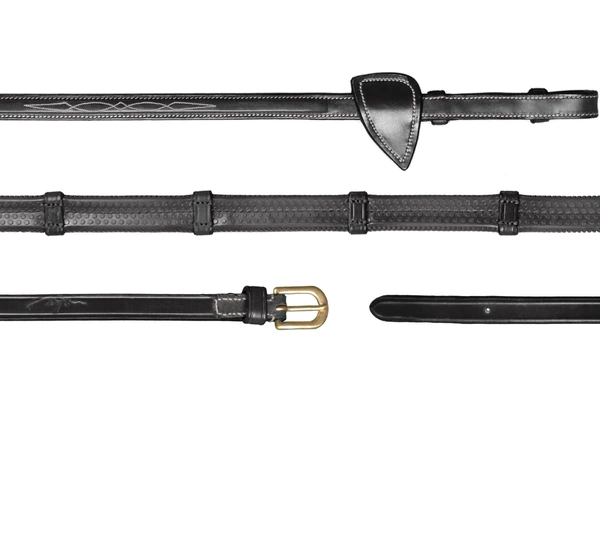 Gumowe wodze z 7 stoperami 1/2" Dy'on D Collection - czarne