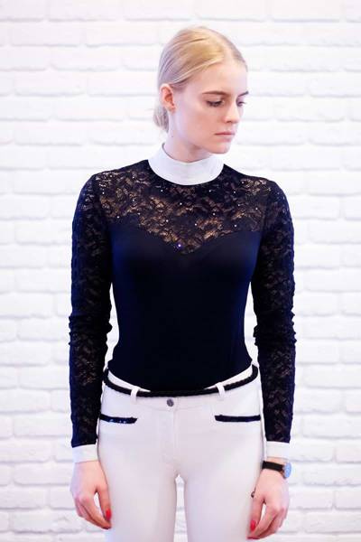 Koszula konkursowa Fleur de Lys Equestrian Flash - granatowa