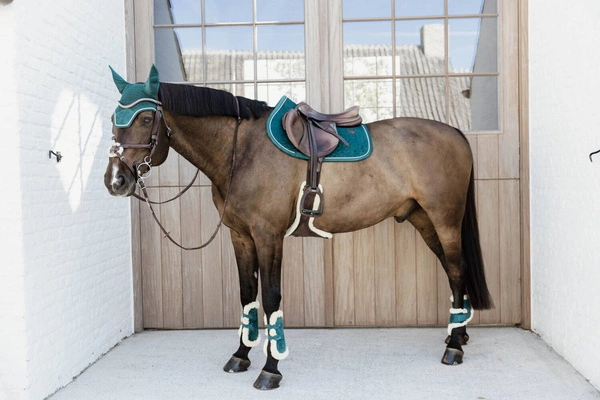 Kentucky Ochraniacze Bamboo Vegan Sheepskin Tendon Boots Elastic Velvet na przednie nogi - szmaragdowe