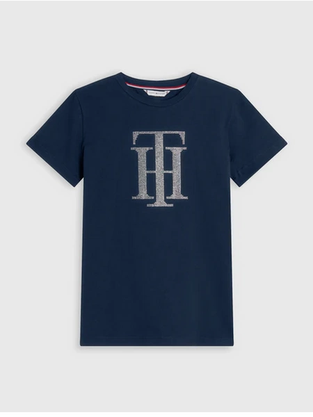 T-shirt Tommy Hilfiger Strass - granatowy