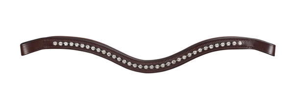 Opadający naczółek z diamencikami Equiline BB0425 - brązowy