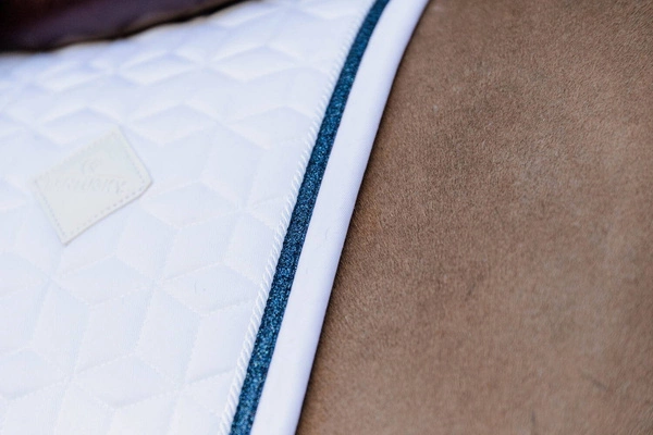 Kentucky czaprak Glitter Rope - biały z granatową lamówką