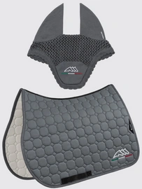 Komplet czaprak + nauszniki Equiline EQflaggy - szary