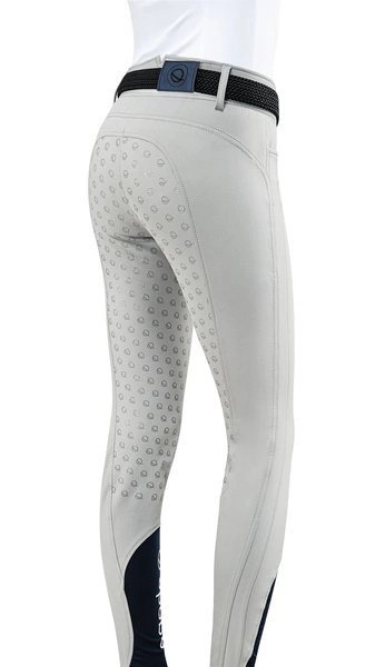 Bryczesy z wysokim stanem Eqode by Equiline Darcey z pełnym lejem Q-Grip - szare