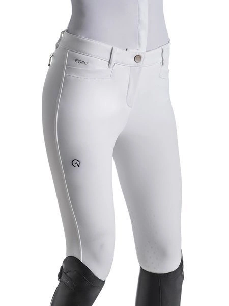 Damskie bryczesy Ego7 EJ z kolanowym lejem - białe