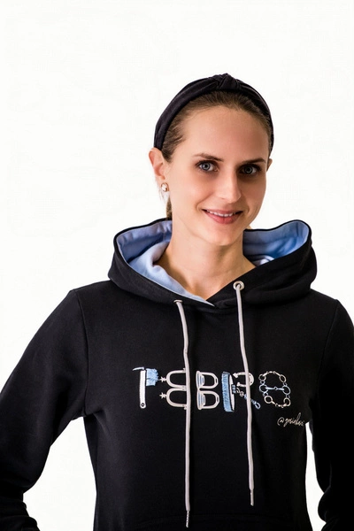 Bluza Febro Ready to Ride by @gosiakoszi - czarna z błękitnymi dodatkami