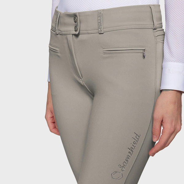 Damskie bryczesy Samshield Clara Premium z pełnym lejem i wysokim stanem - beżowe