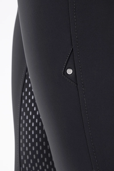 Damskie bryczesy Equiline Adellek z wysokim stanem i pełnym lejem X-Grip - czarne