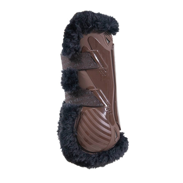 Kentucky Bamboo Vegan Sheepskin Tendon Boots Elastic na przednie nogi - brązowe z czarnym futerkiem